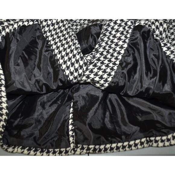 Jou Jou Womens 1X Belted Houndstooth Black & White Pea Coat Jacket Warm Stylish - Picture 9 of 13